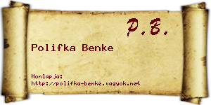 Polifka Benke névjegykártya